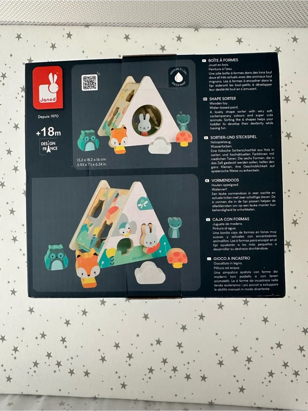 Janod Woodland Shape Sorting Triangle - Green & Multicolor